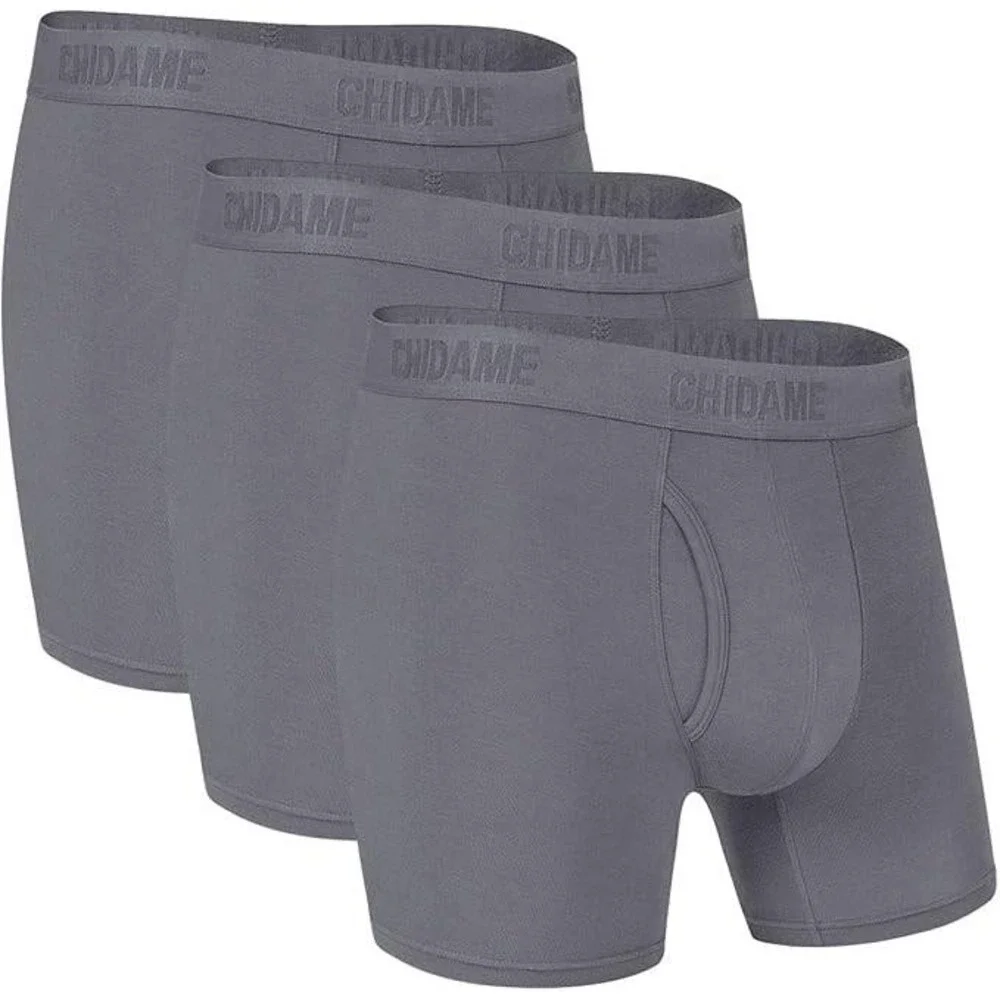 Chidame Mens 3 Pack Second Skin‎ Boxer Briefs Gray MicroModal XXL New